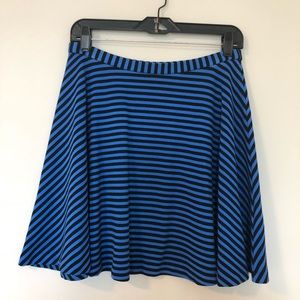 Black and Blue A-Line Striped Skirt
